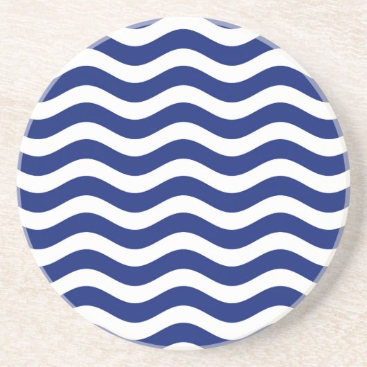 Wavy Navy Stripes decor Zandsteen Onderzetter (Voorkant)