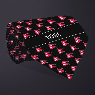Wavy Nepal Vlag Patroon Stropdas