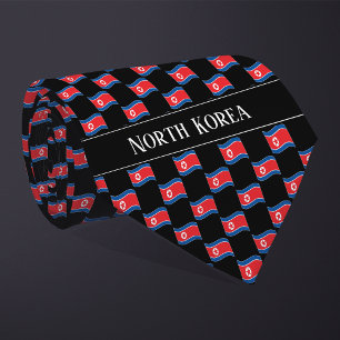 Wavy Noord-Korea vlag patroon Stropdas