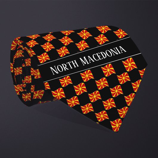 Wavy Noord-Macedonië Vlag patroon Stropdas