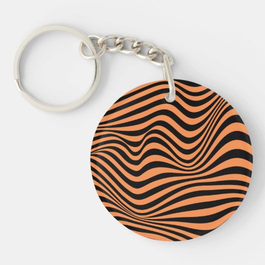 Wavy Optical Illusion Pattern Key Ring Sleutelhanger (Voorkant)