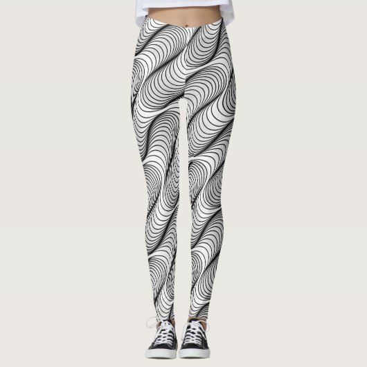 Wavy Optical Illusion Pattern | Seamless Abstract  Leggings (Voorkant)