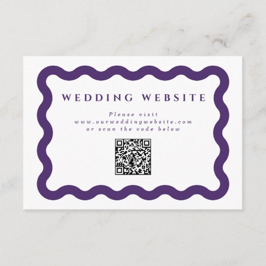 Wavy Paars Weddenschap QR Code Informatiekaartje (Voorkant)