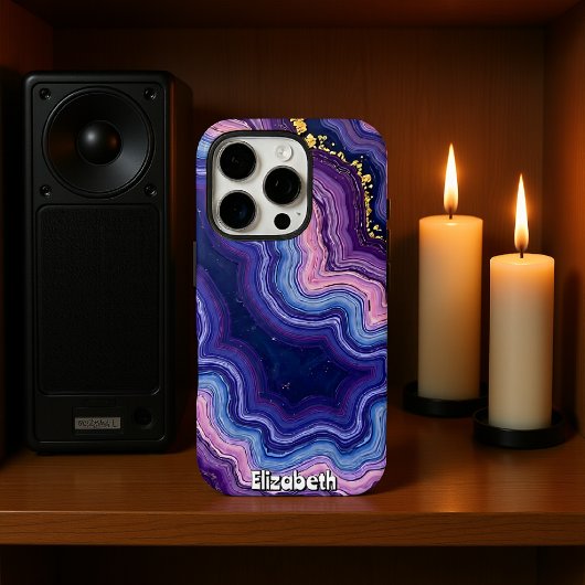 Wavy Paarse agaat met goudvlekken Case-Mate iPhone Case