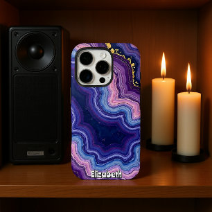 Wavy Paarse agaat met goudvlekken iPhone 16 Pro Hoesje