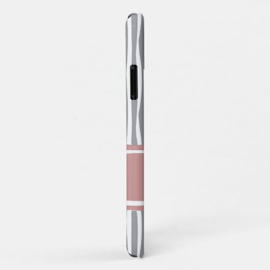 Wavy Painterly Strepen Roze en Grijs Met Naam Case-Mate iPhone Case (Achterkant/rechts)