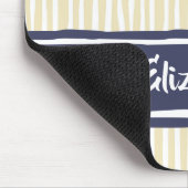 Wavy Painterly Stripes Marine en Crème Met Naam Muismat (Hoek)