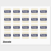 Wavy Painterly Stripes Navy en Cream Bedankt Vierkante Sticker (Vel)