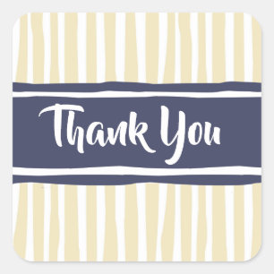 Wavy Painterly Stripes Navy en Cream Bedankt Vierkante Sticker