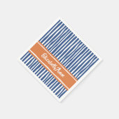 Wavy Painterly Stripes Ornage en Blue met naam Servet (Hoek)