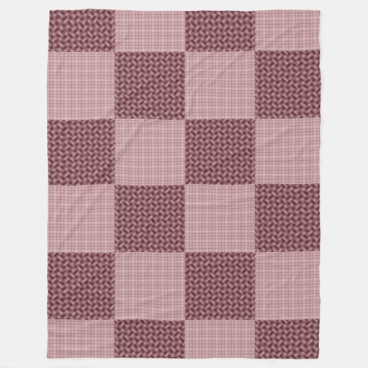 Wavy Patched Roos/Roos-Gold Plaids Fleece Deken (Voorkant)
