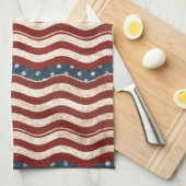 Wavy Patriotic Pattern Kitchen Towel Theedoek (Quarter Fold)