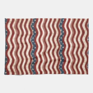 Wavy Patriotic Pattern Kitchen Towel Theedoek