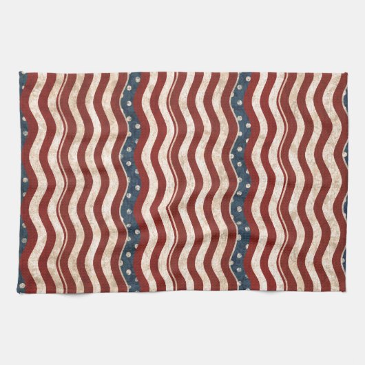 Wavy Patriotic Pattern Kitchen Towel Theedoek (Horizontaal)