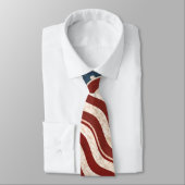 Wavy Patriotic Pattern Mannen Necktie Stropdas (Gebonden)
