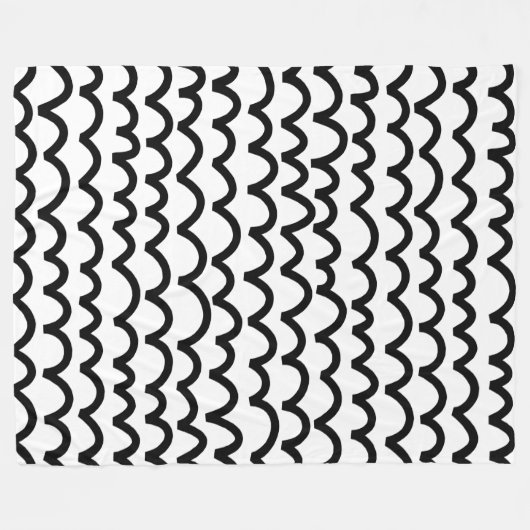 Wavy Pattern - Black on White Fleece Deken (Voorkant (Horizontaal))