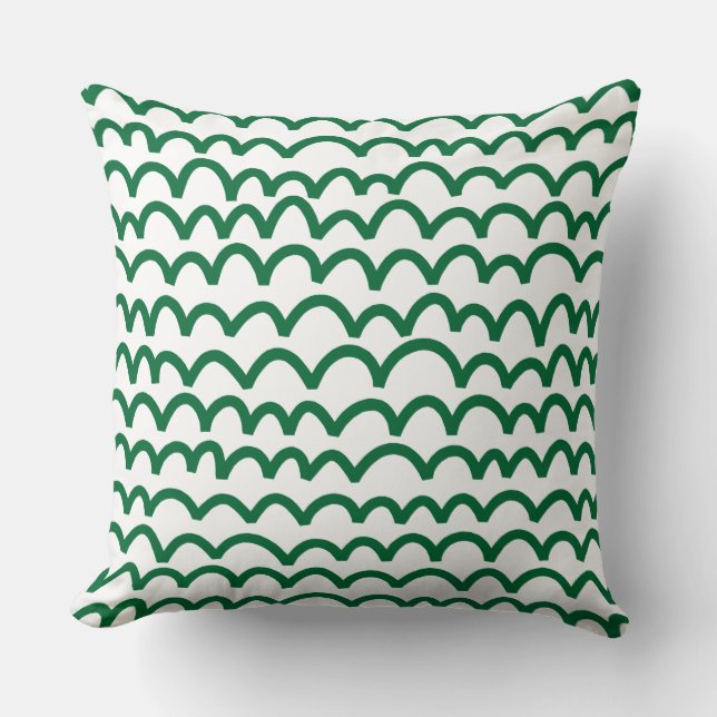 Wavy Pattern - Forest Green on White Kussen (Voorkant)