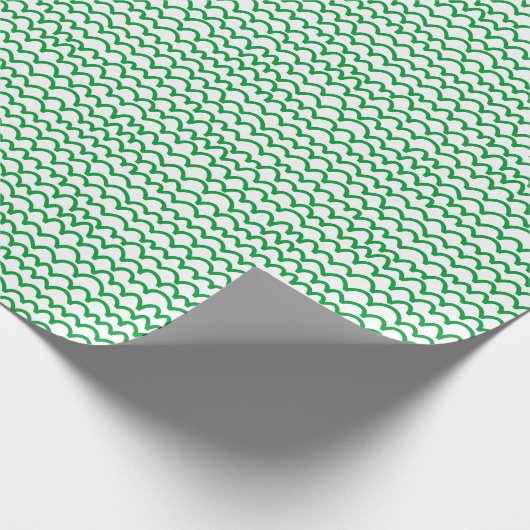 Wavy Pattern - Grass Green on White Cadeaupapier (Hoek)