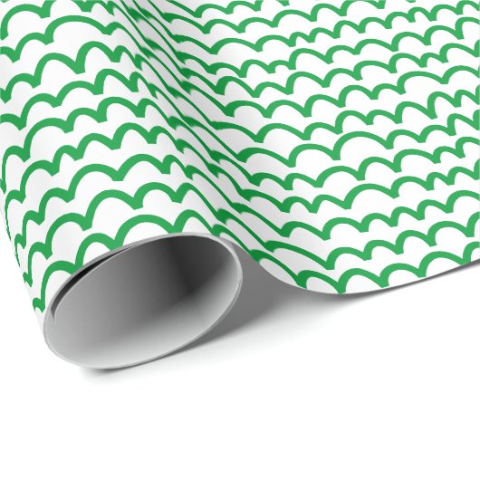 Wavy Pattern - Grass Green on White Cadeaupapier (Rol Hoek)