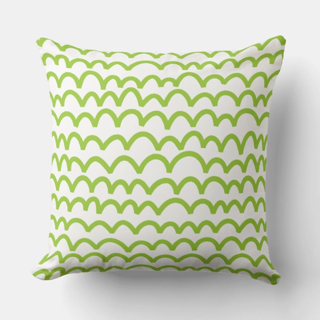 Wavy Pattern - Martian Green over White Kussen (Voorkant)