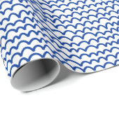 Wavy Pattern - Navy Blue op White Cadeaupapier (Rol Hoek)