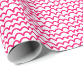 Wavy Pattern - Neon Red on White Cadeaupapier (Rol Hoek)