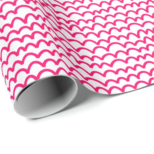 Wavy Pattern - Neon Red on White Cadeaupapier (Rol Hoek)