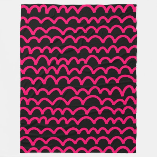 Wavy Pattern - Neon Red on White Fleece Deken (Voorkant)