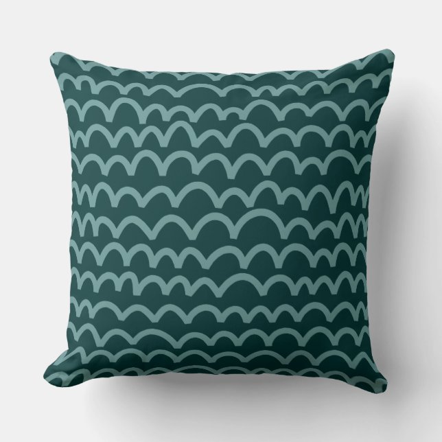 Wavy Pattern - Ocean Green op Dk Moss Green Kussen (Voorkant)