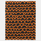 Wavy Pattern - Oranje op Black Fleece Deken (Voorkant)
