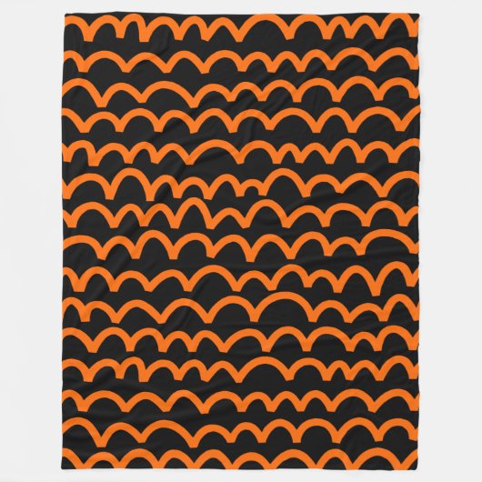 Wavy Pattern - Oranje op Black Fleece Deken (Voorkant)
