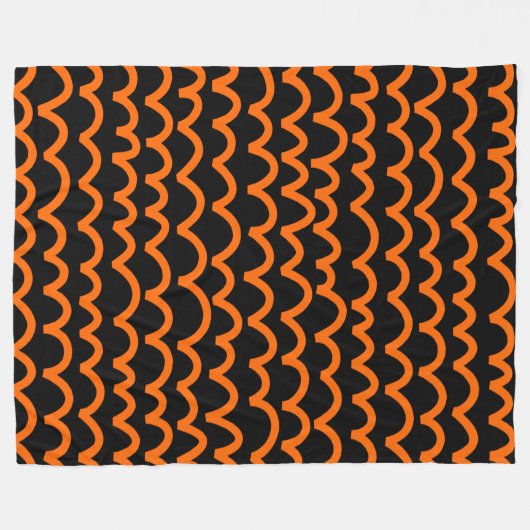 Wavy Pattern - Oranje op Black Fleece Deken (Voorkant (Horizontaal))
