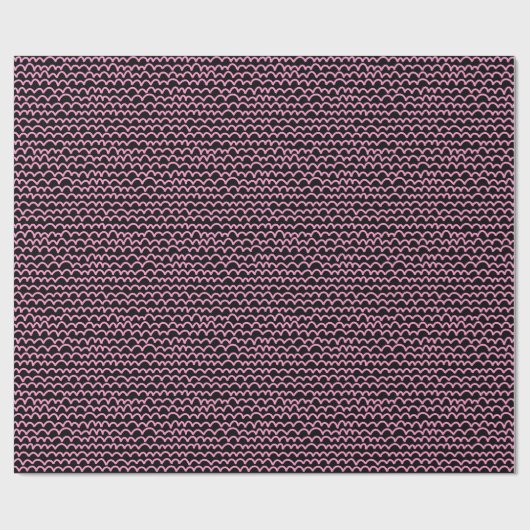 Wavy Pattern - Roze op Black Cadeaupapier (Vlak)
