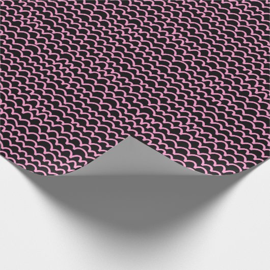 Wavy Pattern - Roze op Black Cadeaupapier (Hoek)