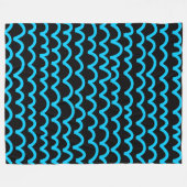Wavy Pattern - Sky Blue op Black Fleece Deken (Voorkant (Horizontaal))