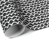 Wavy Pattern - White on Black Cadeaupapier (Rol Hoek)