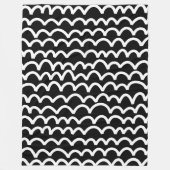 Wavy Pattern - White on Black Fleece Deken (Voorkant)