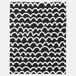 Wavy Pattern - White on Black Fleece Deken
