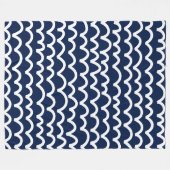 Wavy Pattern - White op Dark Blue Fleece Deken (Voorkant (Horizontaal))