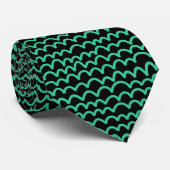 Wavy Pattern - Zee Green op Black Stropdas (Opgerold)