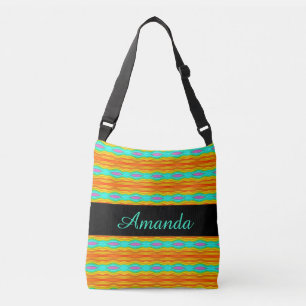 Wavy Patterned Rainbow Colored 2 Crossbody Bag Tas