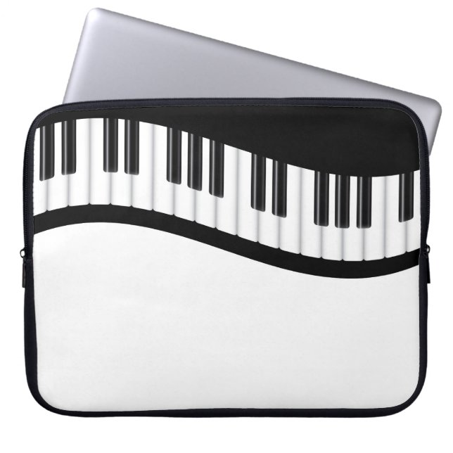 Wavy Piano Keyboard Electronics Bag Laptop Sleeve (Voorkant)