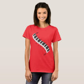 Wavy Piano-toetsenbord, populair design T-shirt (Voorkant volledig)