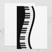 Wavy Piano-toetsenbordinvitcard Kaart (Voorkant / Achterkant)