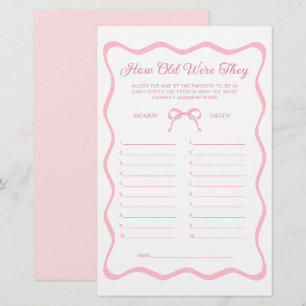 Wavy Pink Bow Baby shower Guess The Age spel