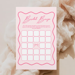 Wavy Pink Bow Vrijgezellenfeest Bingo spel