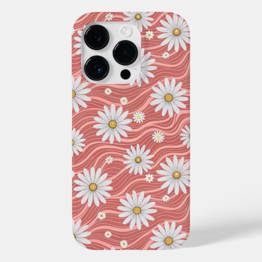 Wavy Pink Daisies Case-Mate iPhone Case (Achterkant)