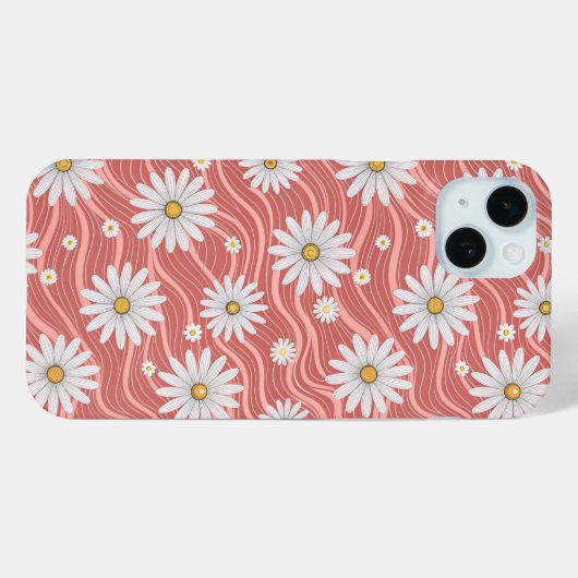Wavy Pink Daisies Case-Mate iPhone Case (Achterkant (horizontaal))