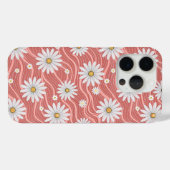 Wavy Pink Daisies Case-Mate iPhone Case (Achterkant (horizontaal))