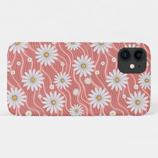 Wavy Pink Daisies Case-Mate iPhone Case (Achterkant (horizontaal))